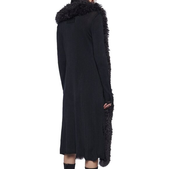 Dolls Kill Darker Wavs Large Midi Long Sleeve Knit Duster With Faux Fur Trim NWT - Picture 6 of 11